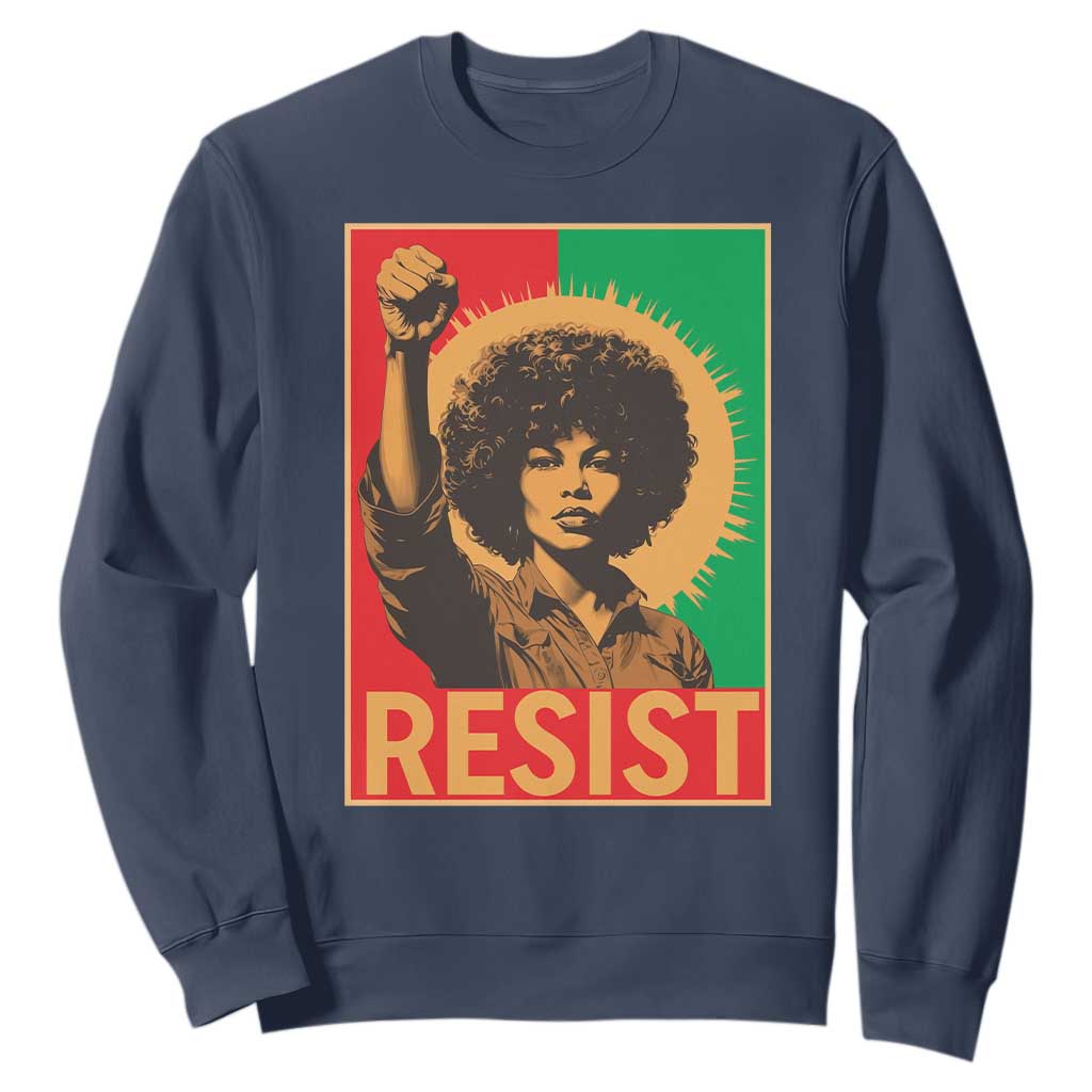 Angela Davis Sweatshirt Political Protest Resist Civil Rights Freedom TS14 Navy Print Your Wear