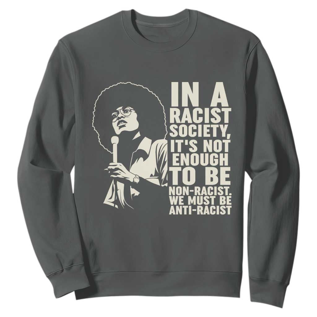 Angela Davis Inspirational Quote Sweatshirt TS14 Dark Heather Print Your Wear
