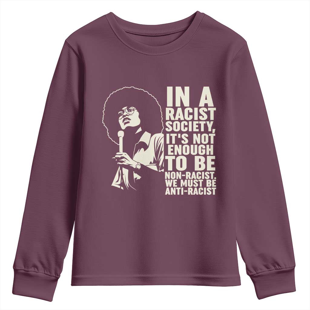Angela Davis Inspirational Quote Youth Sweatshirt TS14 Maroon Print Your Wear