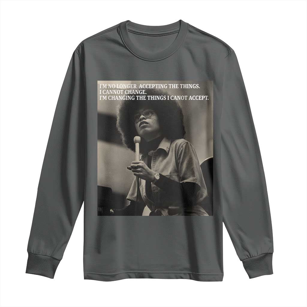 Angela Davis Inspirational Quote Long Sleeve Shirt Black History Month TS14 Dark Heather Print Your Wear