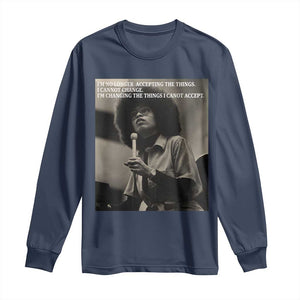 Angela Davis Inspirational Quote Long Sleeve Shirt Black History Month TS14 Navy Print Your Wear