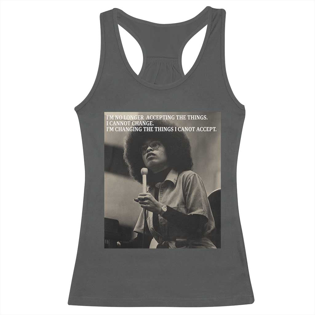 Angela Davis Inspirational Quote Racerback Tank Top Black History Month TS14 Dark Heather Print Your Wear