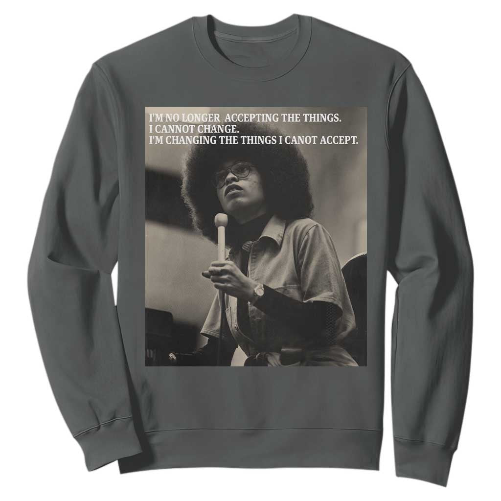 Angela Davis Inspirational Quote Sweatshirt Black History Month TS14 Dark Heather Print Your Wear