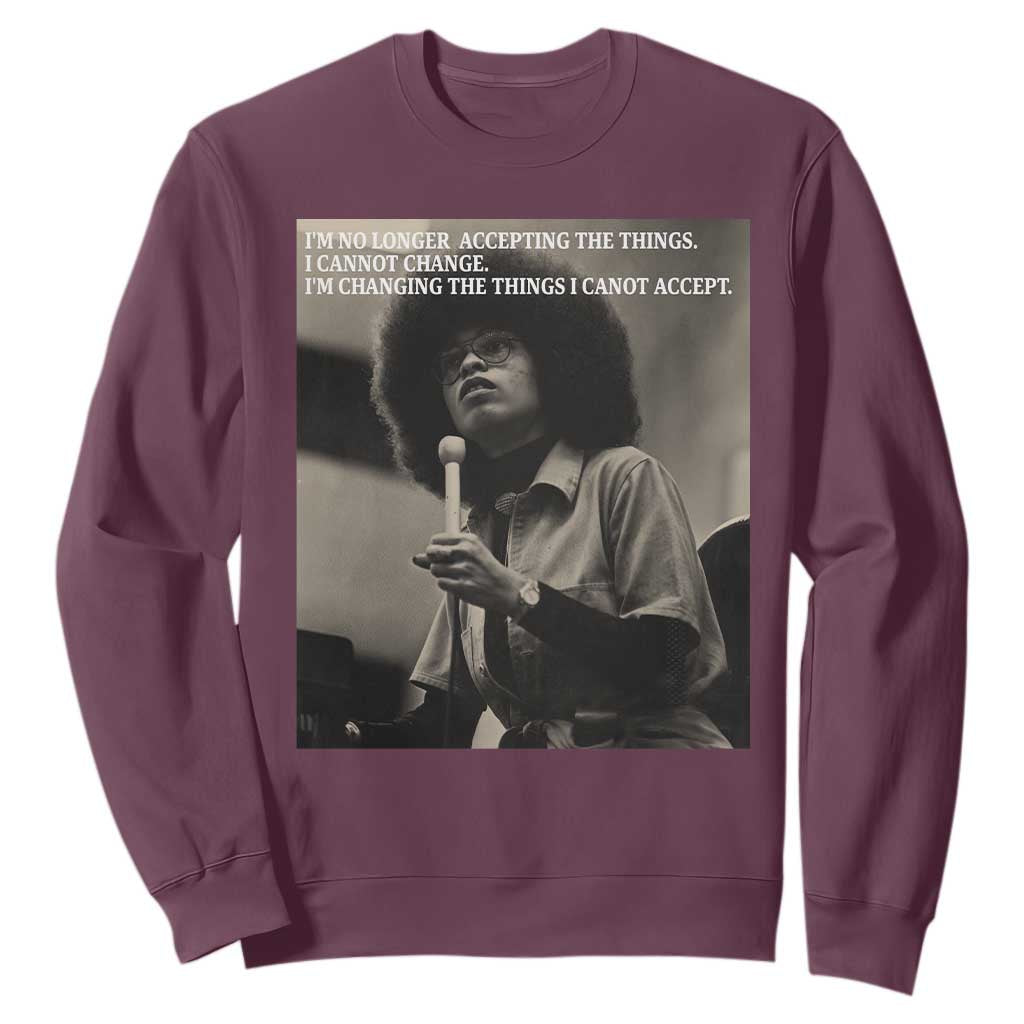 Angela Davis Inspirational Quote Sweatshirt Black History Month TS14 Maroon Print Your Wear