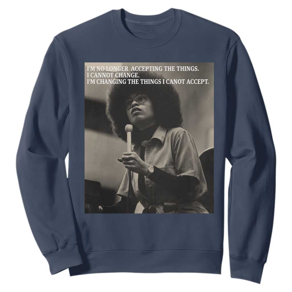 Angela Davis Inspirational Quote Sweatshirt Black History Month TS14 Navy Print Your Wear