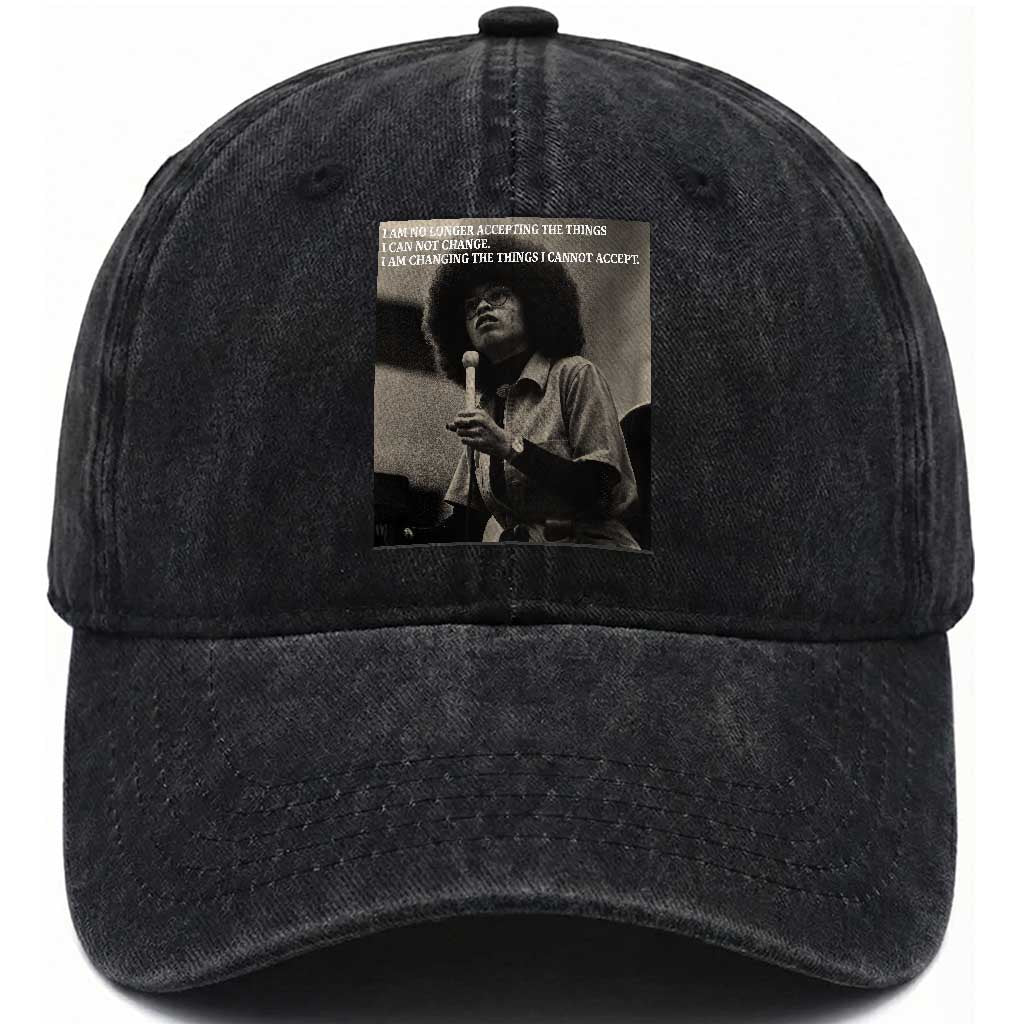 Angela Davis Inspirational Quote Washed Cotton Baseball Cap Black History Month TS14 Washed Cap Universal Fit Black Print Your Wear