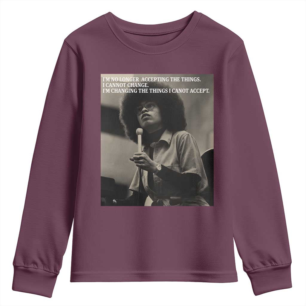 Angela Davis Inspirational Quote Youth Sweatshirt Black History Month TS14 Maroon Print Your Wear