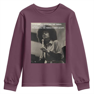 Angela Davis Inspirational Quote Youth Sweatshirt Black History Month TS14 Maroon Print Your Wear