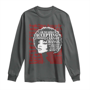 Angela Davis Inspirational Quote Long Sleeve Shirt Black History Month TS14 Dark Heather Print Your Wear