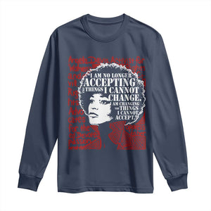 Angela Davis Inspirational Quote Long Sleeve Shirt Black History Month TS14 Navy Print Your Wear