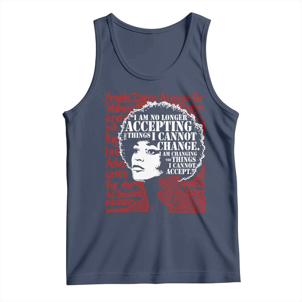 Angela Davis Inspirational Quote Tank Top Black History Month TS14 Navy Print Your Wear