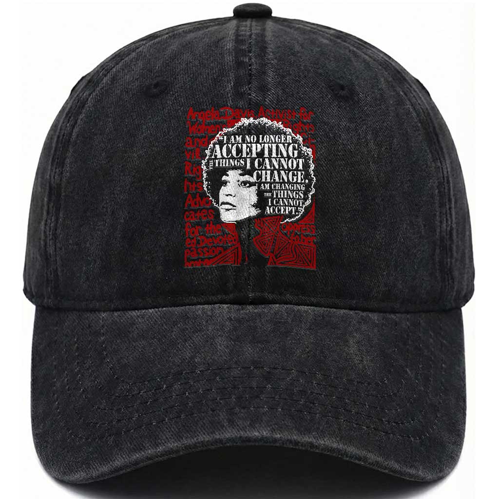 Angela Davis Inspirational Quote Washed Cotton Baseball Cap Black History Month TS14 Washed Cap Universal Fit Black Print Your Wear