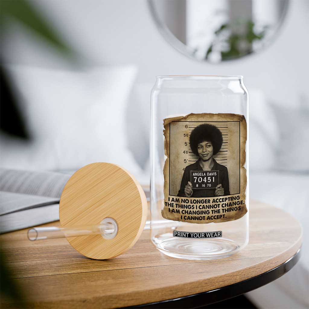 Angela Davis Inspirational Quote Glass Can Black History Melanin TS14 Print Your Wear