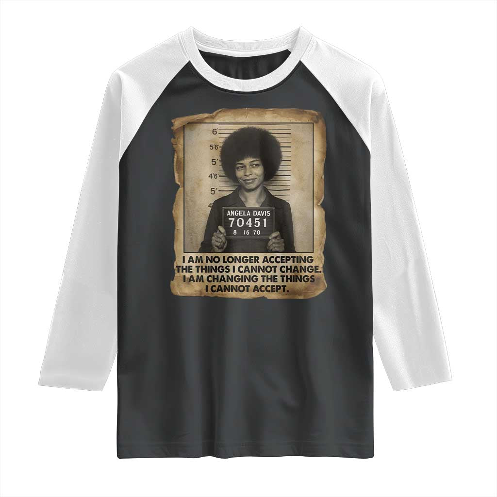 Angela Davis Inspirational Quote Raglan Shirt Black History Melanin TS14 Black White Print Your Wear