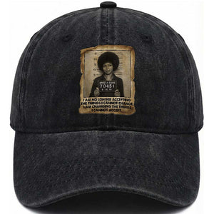 Angela Davis Inspirational Quote Washed Cotton Baseball Cap Black History Melanin TS14 Washed Cap Universal Fit Black Print Your Wear