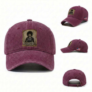 Angela Davis Inspirational Quote Washed Cotton Baseball Cap Black History Melanin TS14 Washed Cap Universal Fit Burgundy Print Your Wear