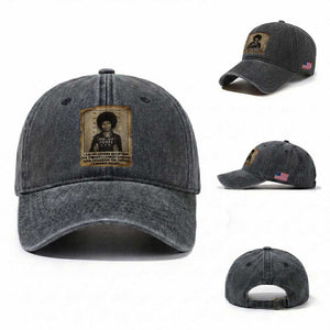 Angela Davis Inspirational Quote Washed Cotton Baseball Cap Black History Melanin TS14 Washed Cap Universal Fit Dark Gray Print Your Wear