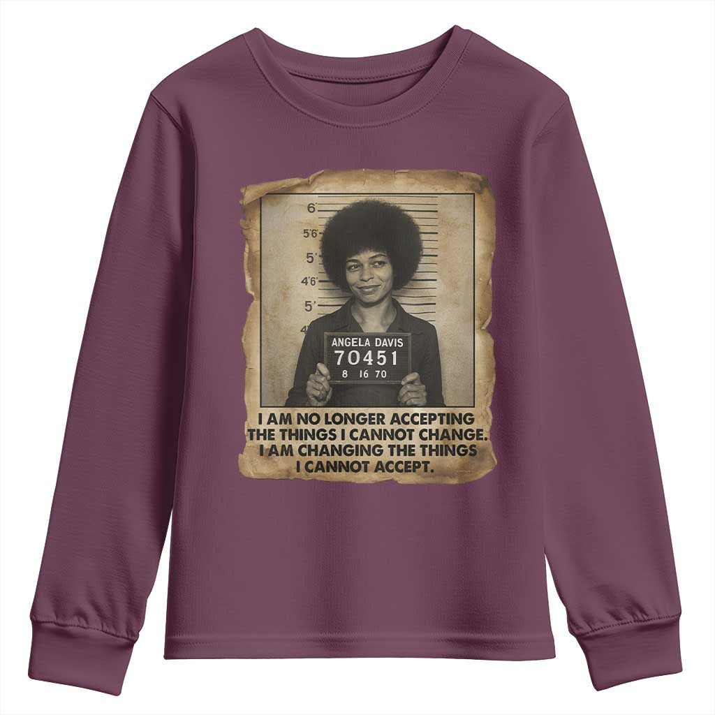 Angela Davis Inspirational Quote Youth Sweatshirt Black History Melanin TS14 Maroon Print Your Wear