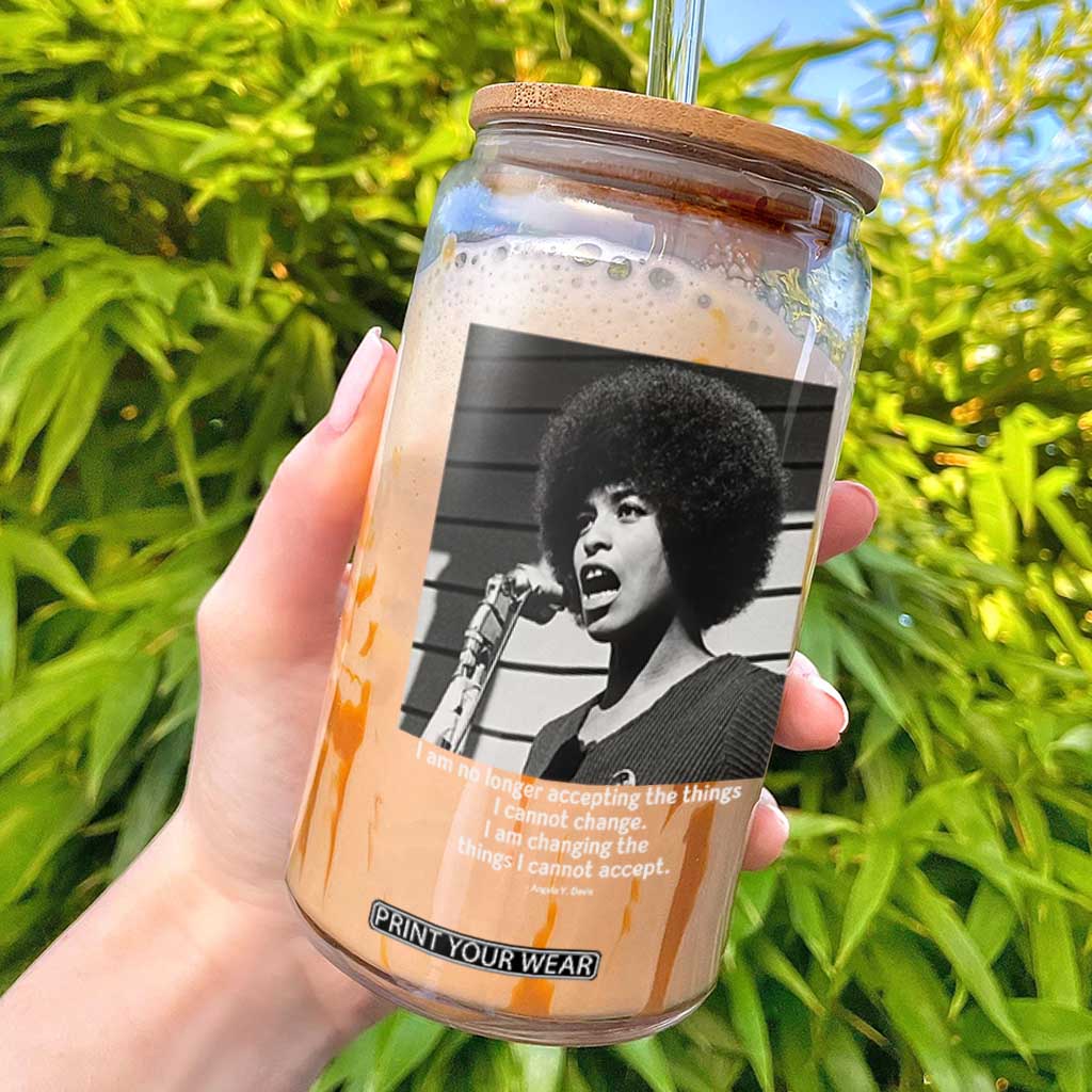 Angela Davis Inspirational Quote Glass Can Black History African Pride Power TS14 Black Print Your Wear