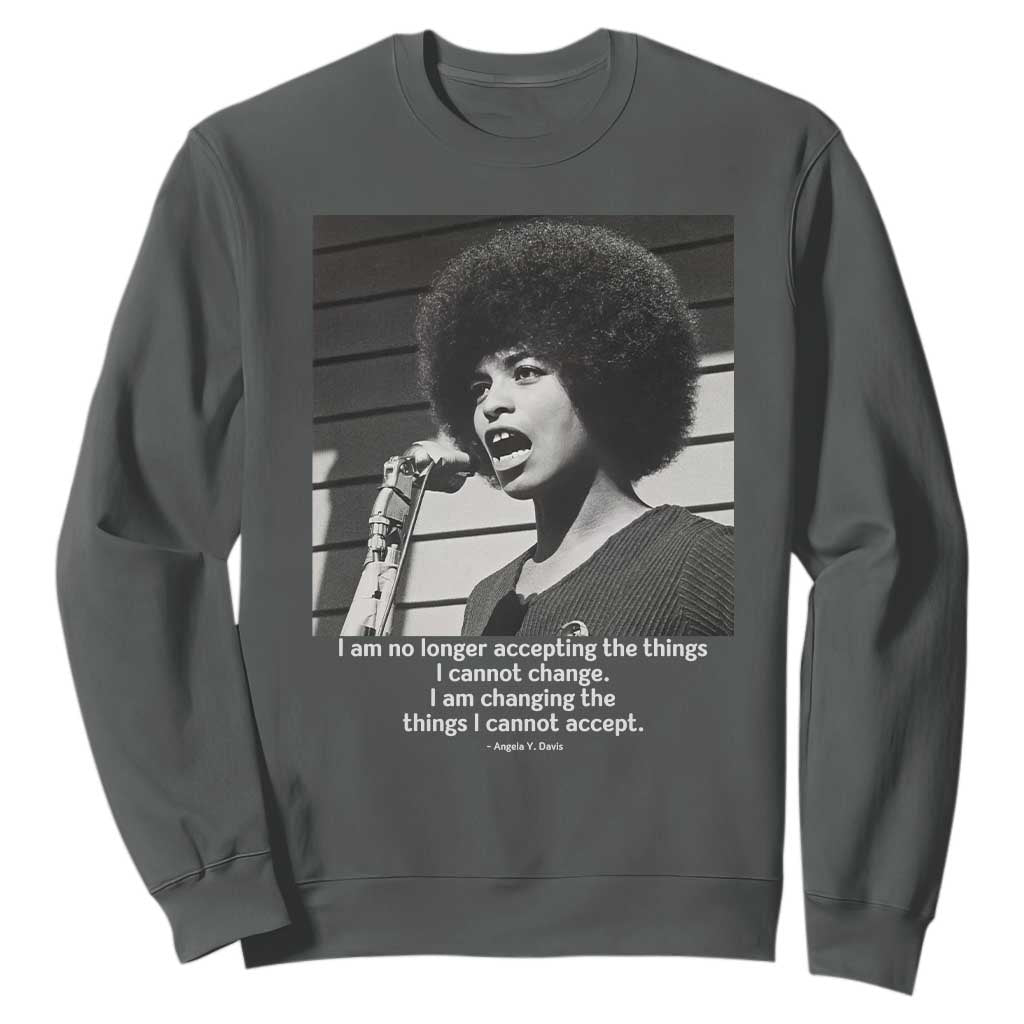Angela Davis Inspirational Quote Sweatshirt Black History African Pride Power TS14 Dark Heather Print Your Wear
