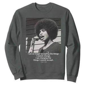 Angela Davis Inspirational Quote Sweatshirt Black History African Pride Power TS14 Dark Heather Print Your Wear