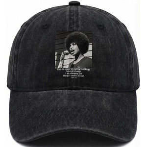 Angela Davis Inspirational Quote Washed Cotton Baseball Cap Black History African Pride Power TS14 Washed Cap Universal Fit Black Print Your Wear