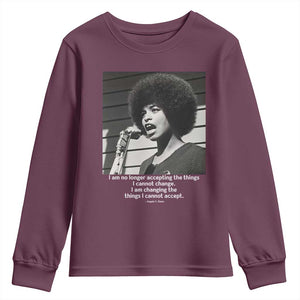 Angela Davis Inspirational Quote Youth Sweatshirt Black History African Pride Power TS14 Maroon Print Your Wear