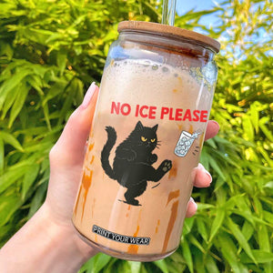 No Ice Please Glass Can Funny Black Cat Abolish ICE Meme Protest TS14 White Print Your Wear