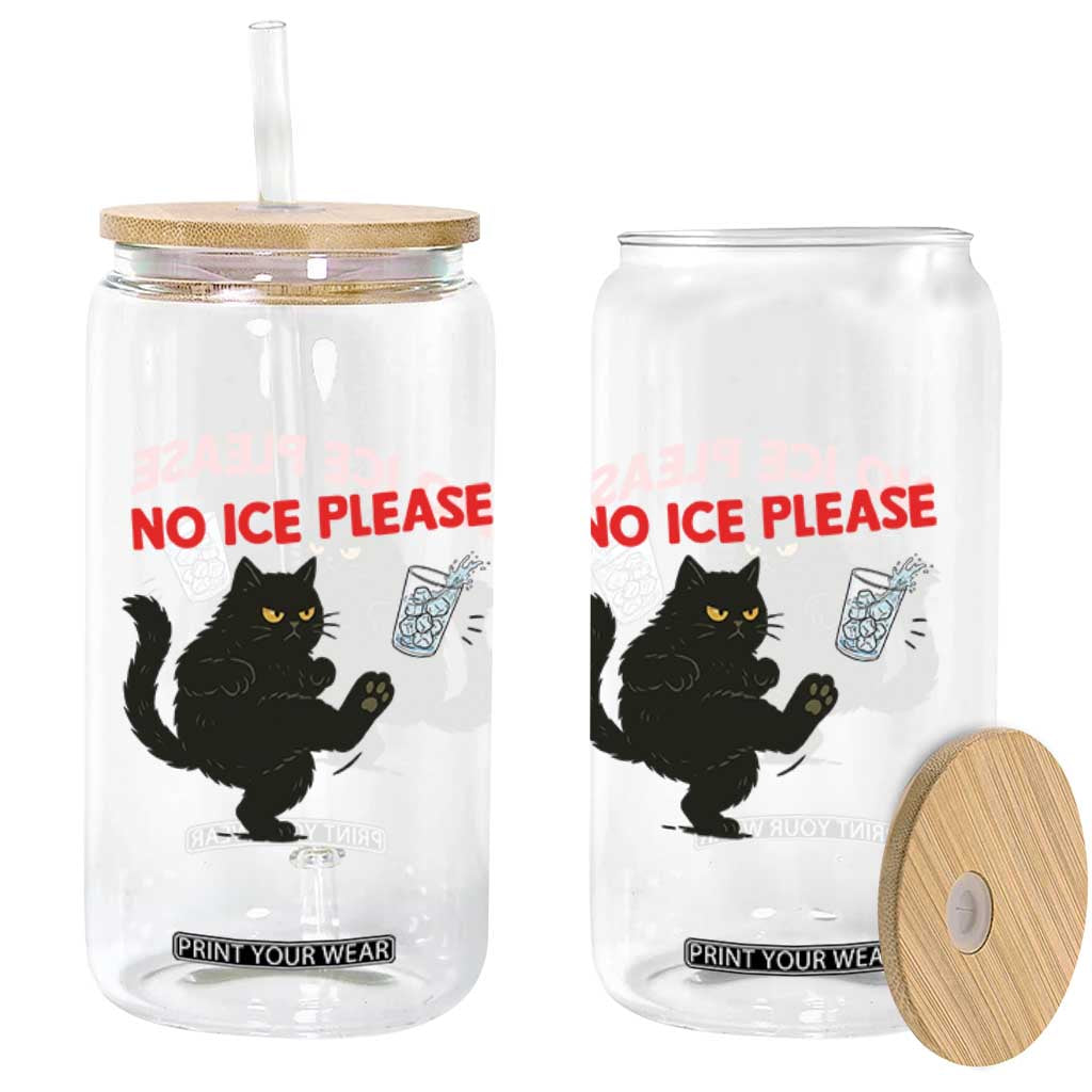 No Ice Please Glass Can Funny Black Cat Abolish ICE Meme Protest TS14 Print Your Wear