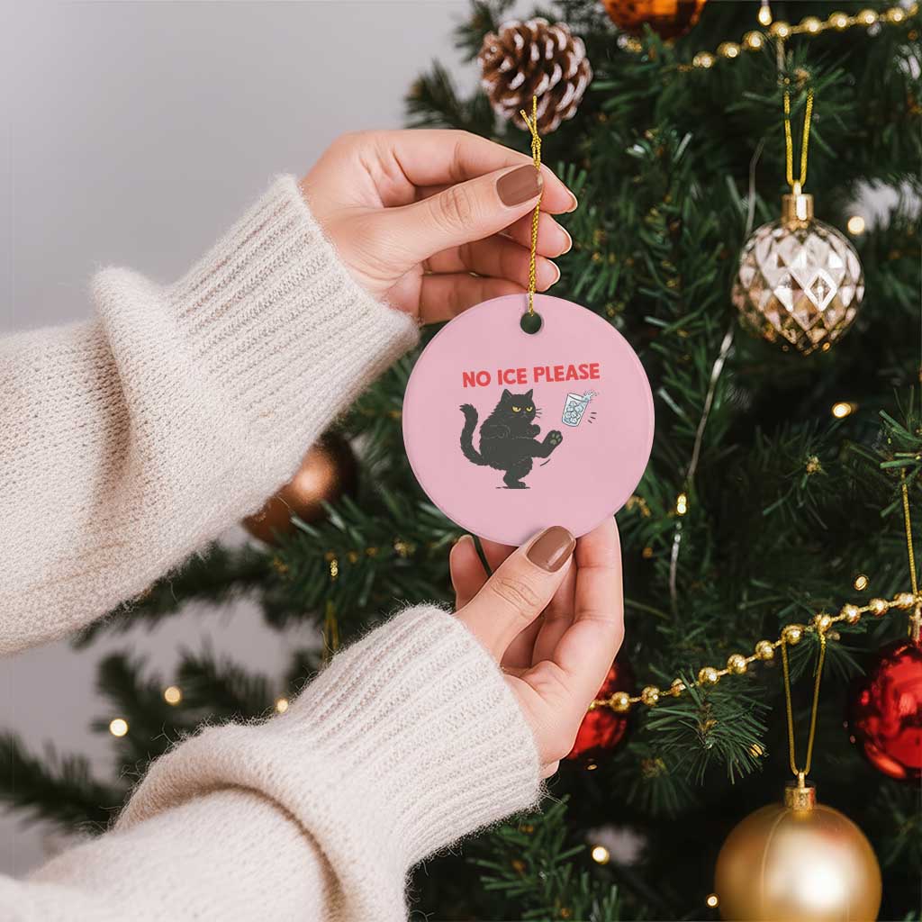 No Ice Please Ceramic Ornament Funny Black Cat Abolish ICE Meme Protest TS14 1pc Light Pink Print Your Wear
