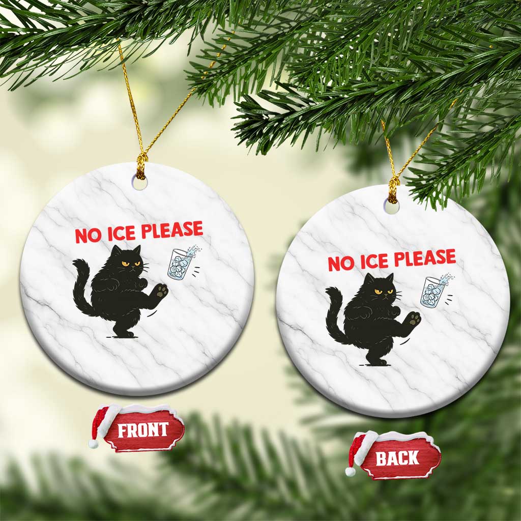 No Ice Please Ceramic Ornament Funny Black Cat Abolish ICE Meme Protest TS14 1pc White Marble Print Your Wear