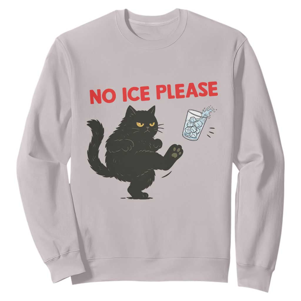 No Ice Please Sweatshirt Funny Black Cat Abolish ICE Meme Protest TS14 Ice Gray Print Your Wear