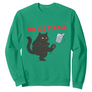No Ice Please Sweatshirt Funny Black Cat Abolish ICE Meme Protest TS14 Irish Green Print Your Wear