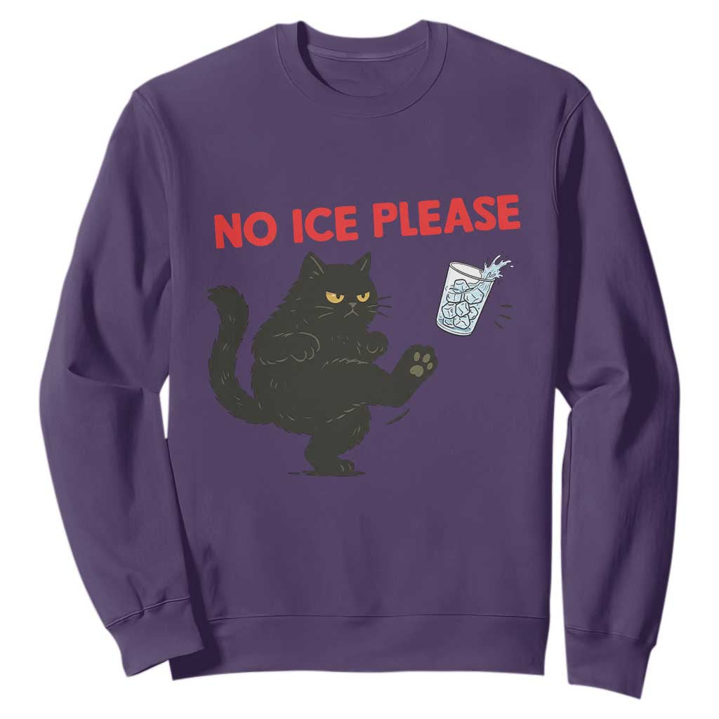 No Ice Please Sweatshirt Funny Black Cat Abolish ICE Meme Protest TS14 Purple Print Your Wear
