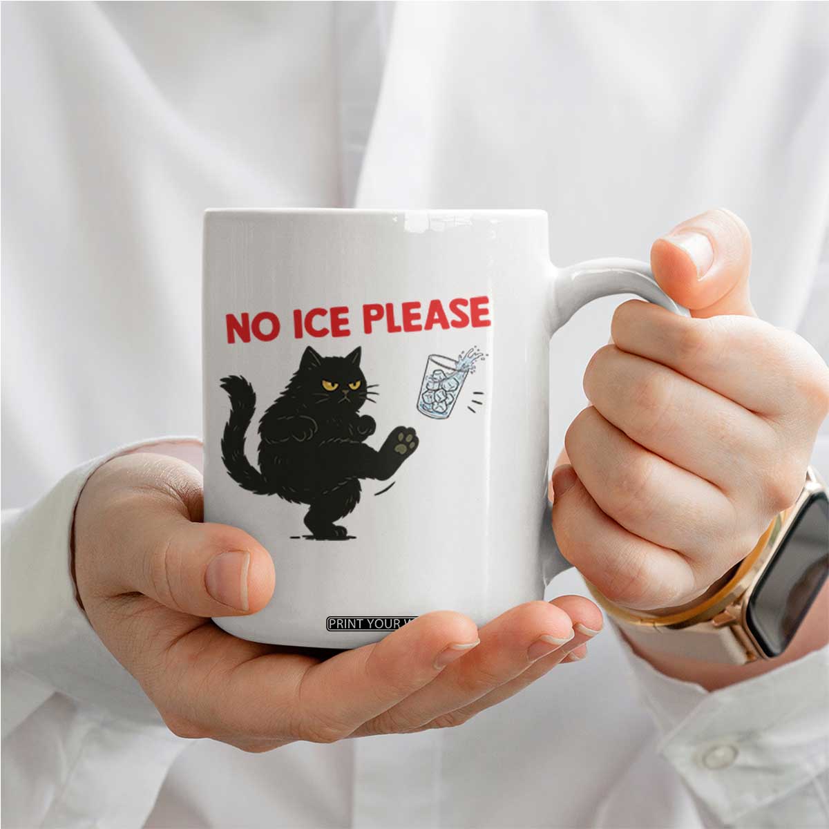 No Ice Please Coffee Mug Funny Black Cat Abolish ICE Meme Protest TS14 Print Your Wear