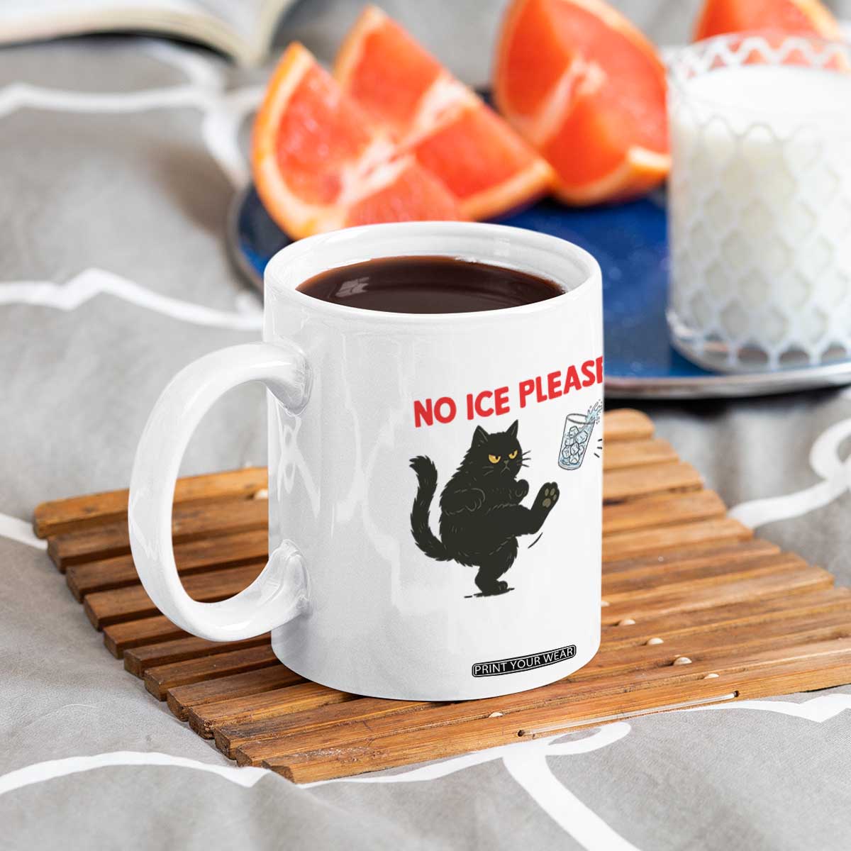 No Ice Please Coffee Mug Funny Black Cat Abolish ICE Meme Protest TS14 Print Your Wear