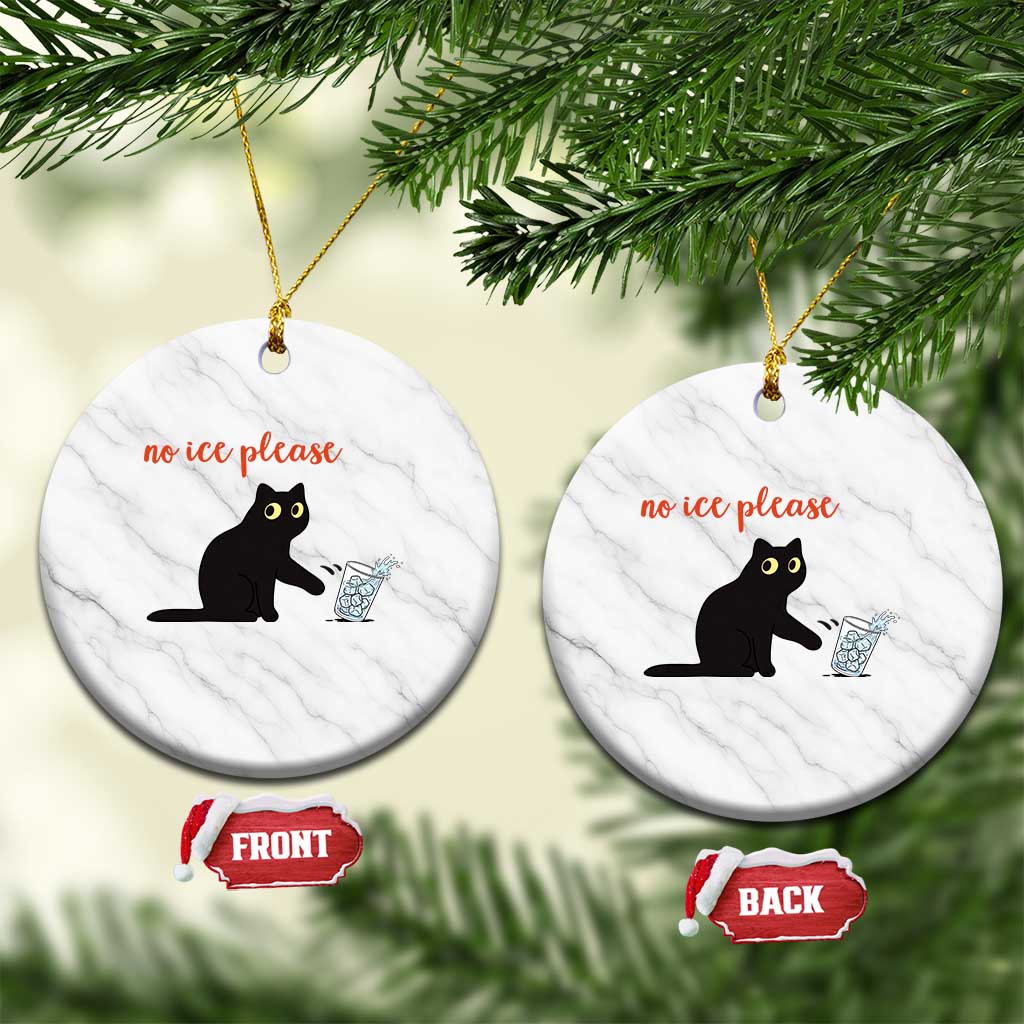 No Ice Please Ceramic Ornament Funny Cat Abolish ICE Meme Protest TS14 1pc White Marble Print Your Wear