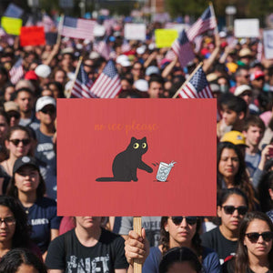 No Ice Please Protest Sign Funny Cat Abolish ICE Meme Protest TS14 Horizontal 18" × 24" Red Print Your Wear