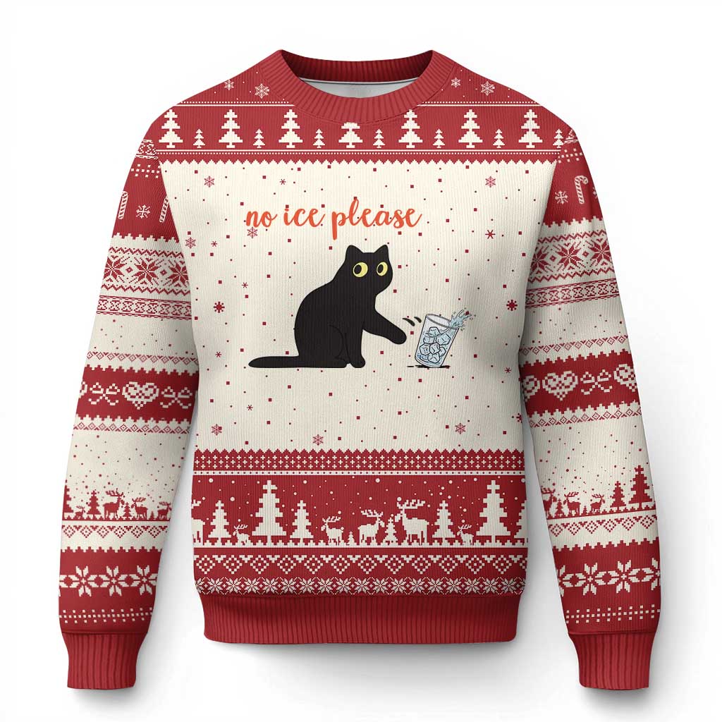 No Ice Please Ugly Christmas Sweater Funny Cat Abolish ICE Meme Protest TS14 Beige Red Print Your Wear