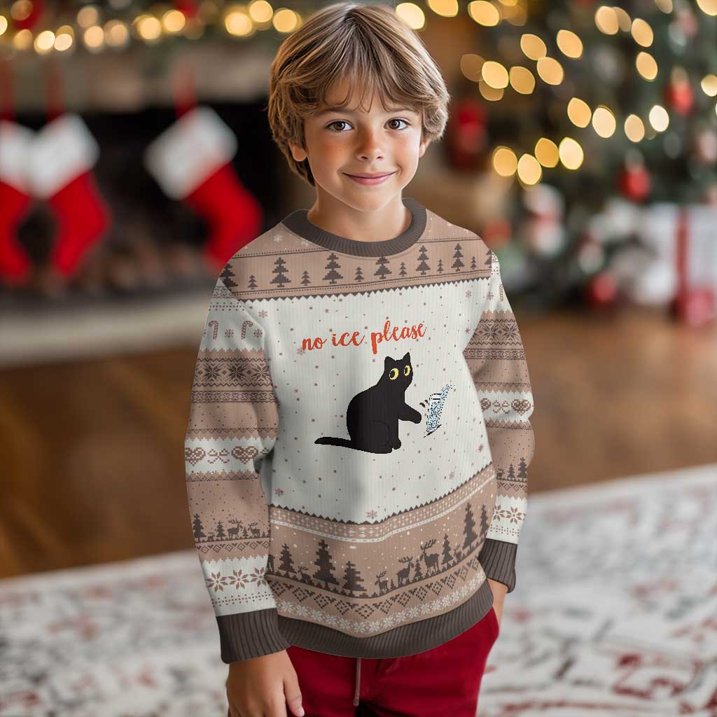 No Ice Please Ugly Christmas Sweater Funny Cat Abolish ICE Meme Protest TS14 Mocha Mousse Print Your Wear