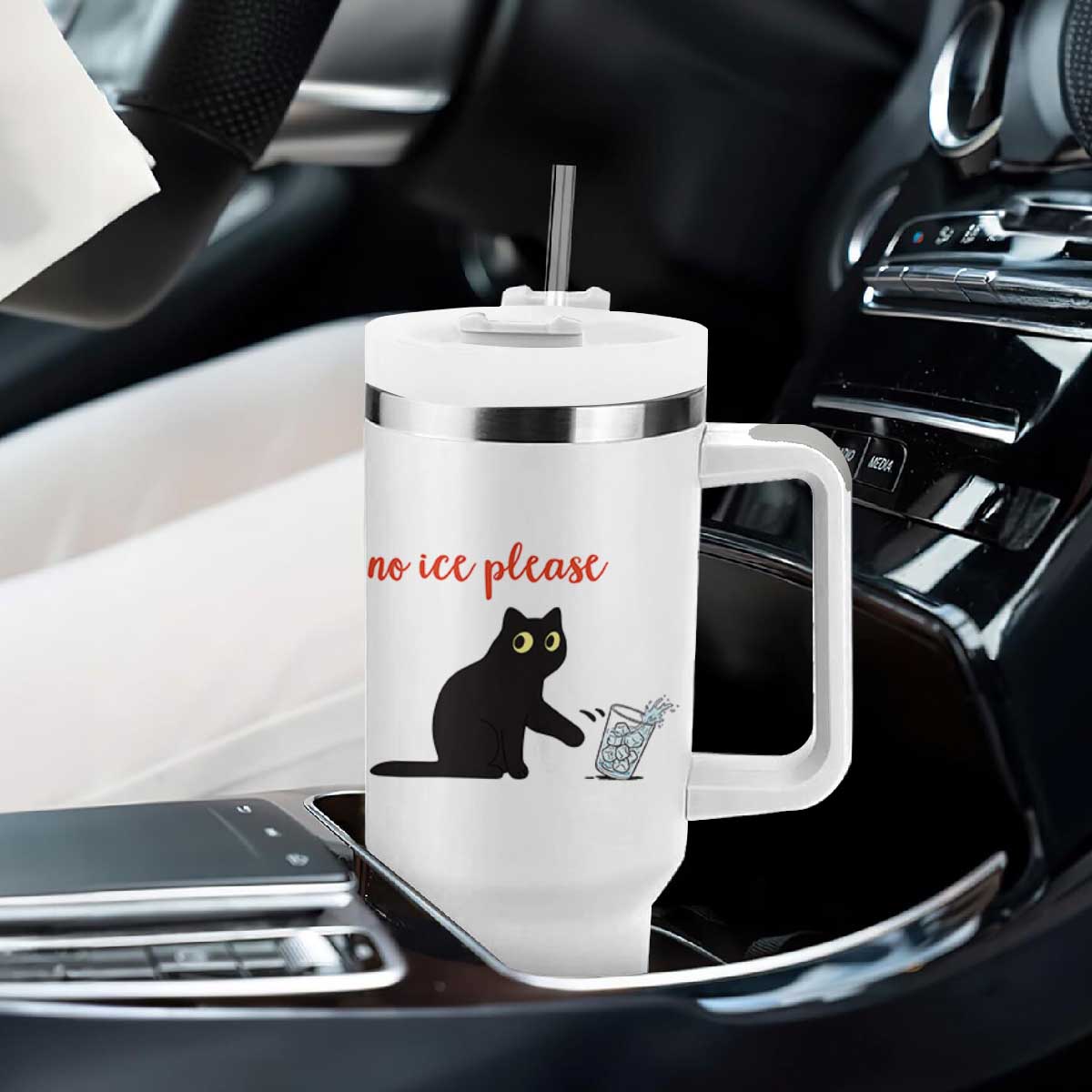 No Ice Please Tumbler With Handle Funny Cat Abolish ICE Meme Protest TS14 Print Your Wear