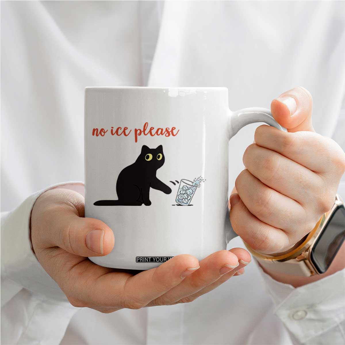 No Ice Please Coffee Mug Funny Cat Abolish ICE Meme Protest TS14 Print Your Wear