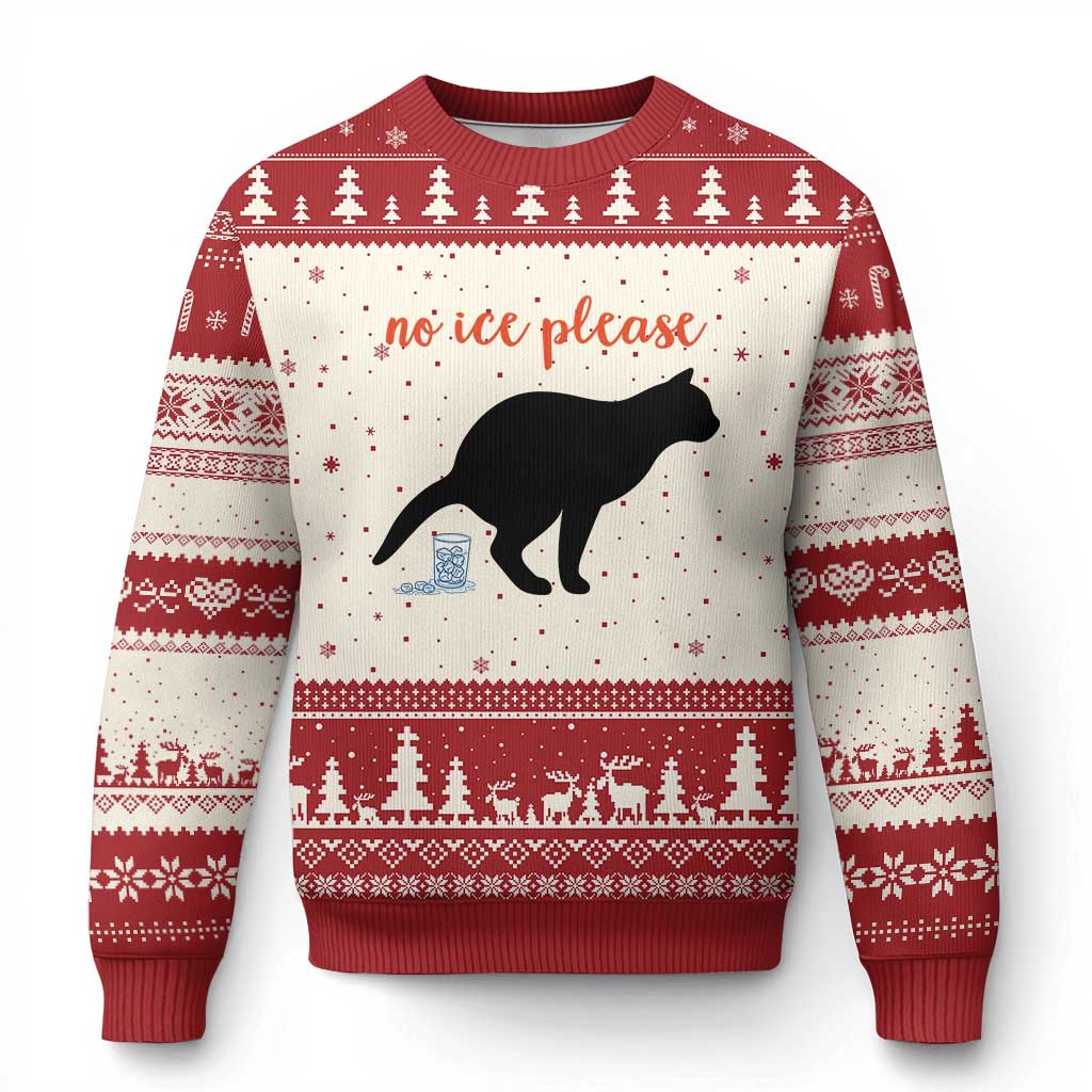 No Ice Please Ugly Christmas Sweater Funny Cat Abolish ICE Meme TS14 Beige Red Print Your Wear