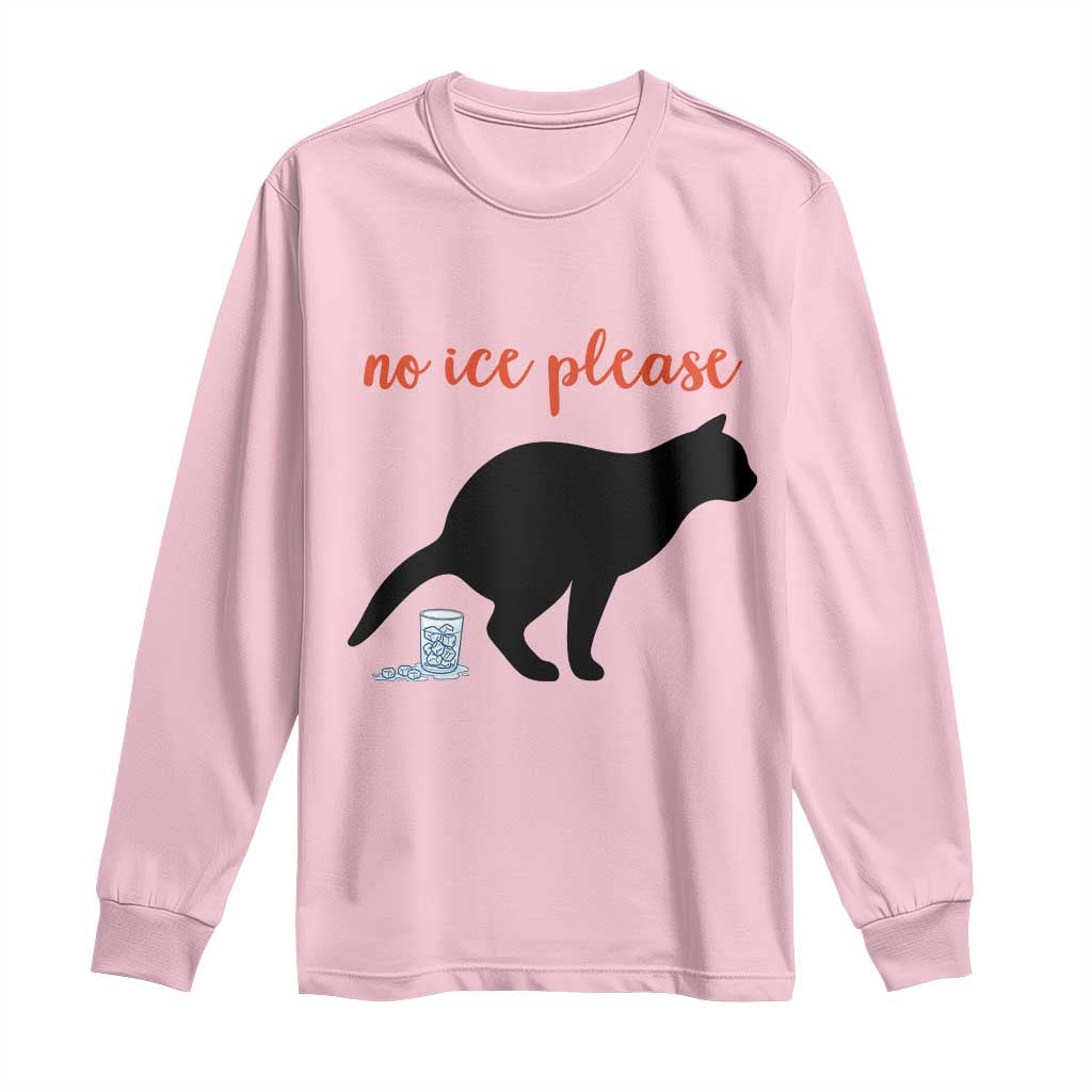 No Ice Please Long Sleeve Shirt Funny Cat Abolish ICE Meme TS14 Light Pink Print Your Wear