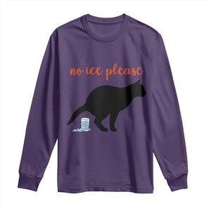 No Ice Please Long Sleeve Shirt Funny Cat Abolish ICE Meme TS14 Purple Print Your Wear