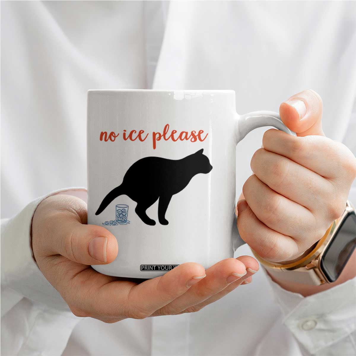 No Ice Please Coffee Mug Funny Cat Abolish ICE Meme TS14 Print Your Wear