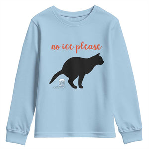 No Ice Please Youth Sweatshirt Funny Cat Abolish ICE Meme TS14 Light Blue Print Your Wear