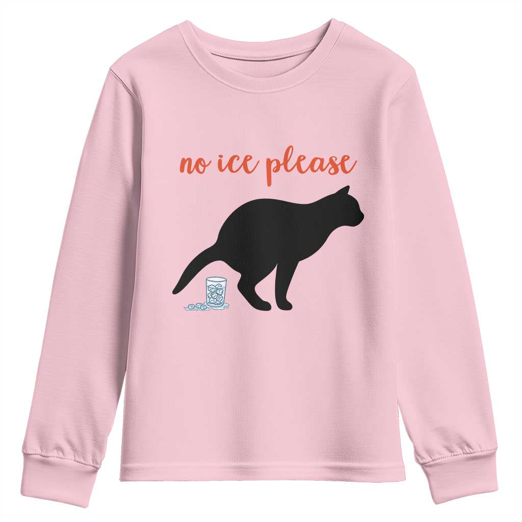 No Ice Please Youth Sweatshirt Funny Cat Abolish ICE Meme TS14 Light Pink Print Your Wear