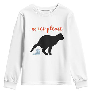 No Ice Please Youth Sweatshirt Funny Cat Abolish ICE Meme TS14 White Print Your Wear