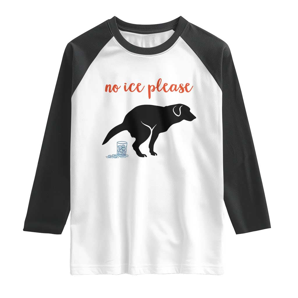 No Ice Please Raglan Shirt Funny Dog Anti ICE Meme TS14 White Black Print Your Wear